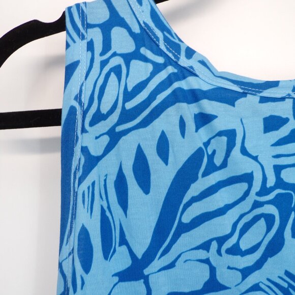 NEW Soft Surroundings Summer Dress L (14-16) Santiago Blue Maxi Sleeveless Knit - Picture 7 of 9